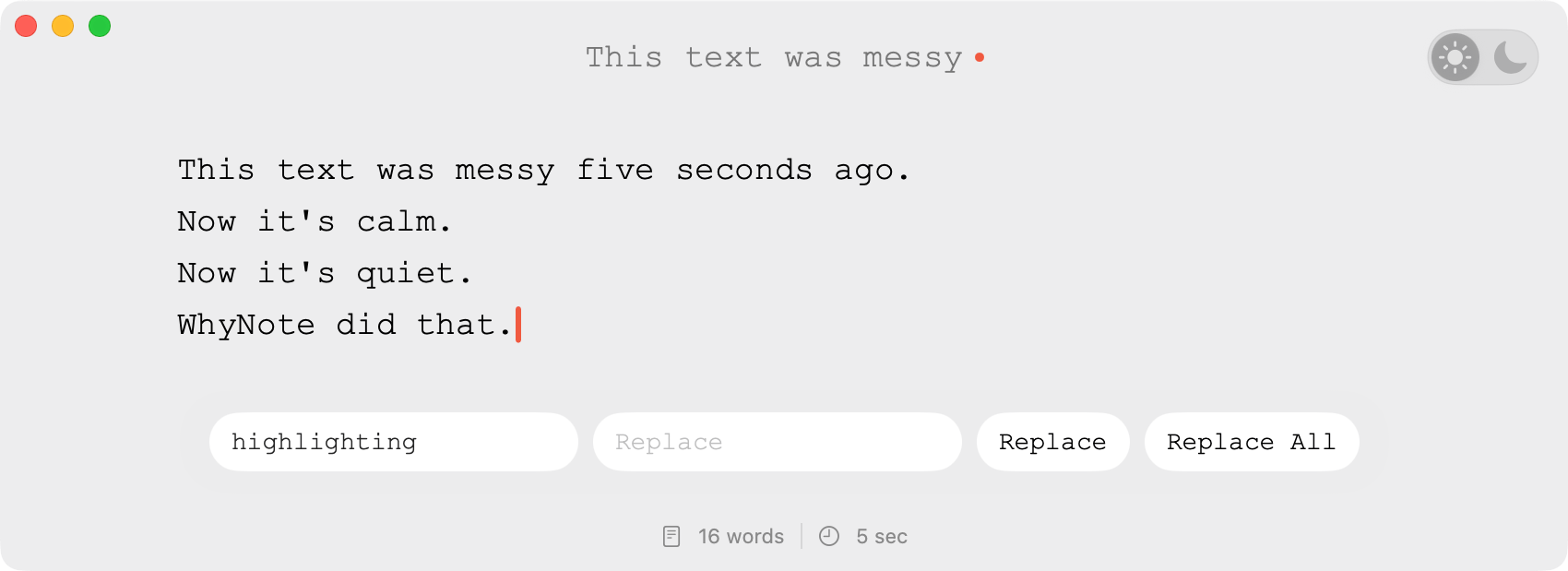WhyNote clean formatting