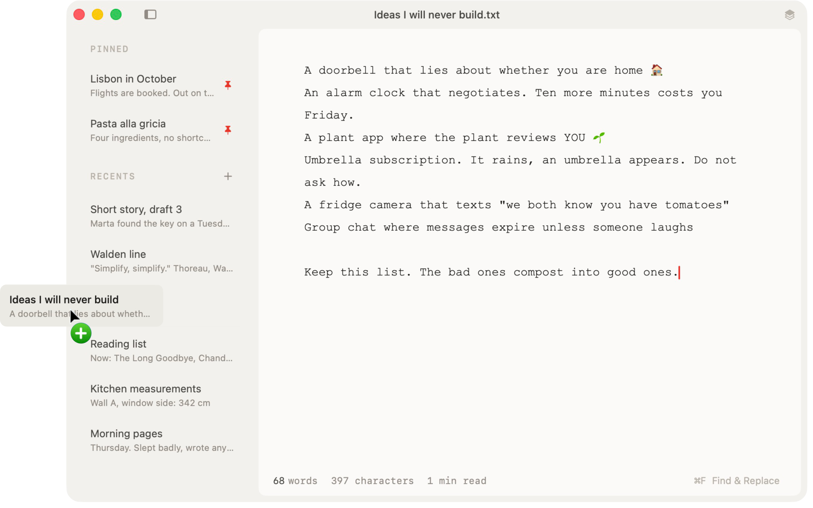 Dragging a note out of the WhyNote sidebar to make it a file