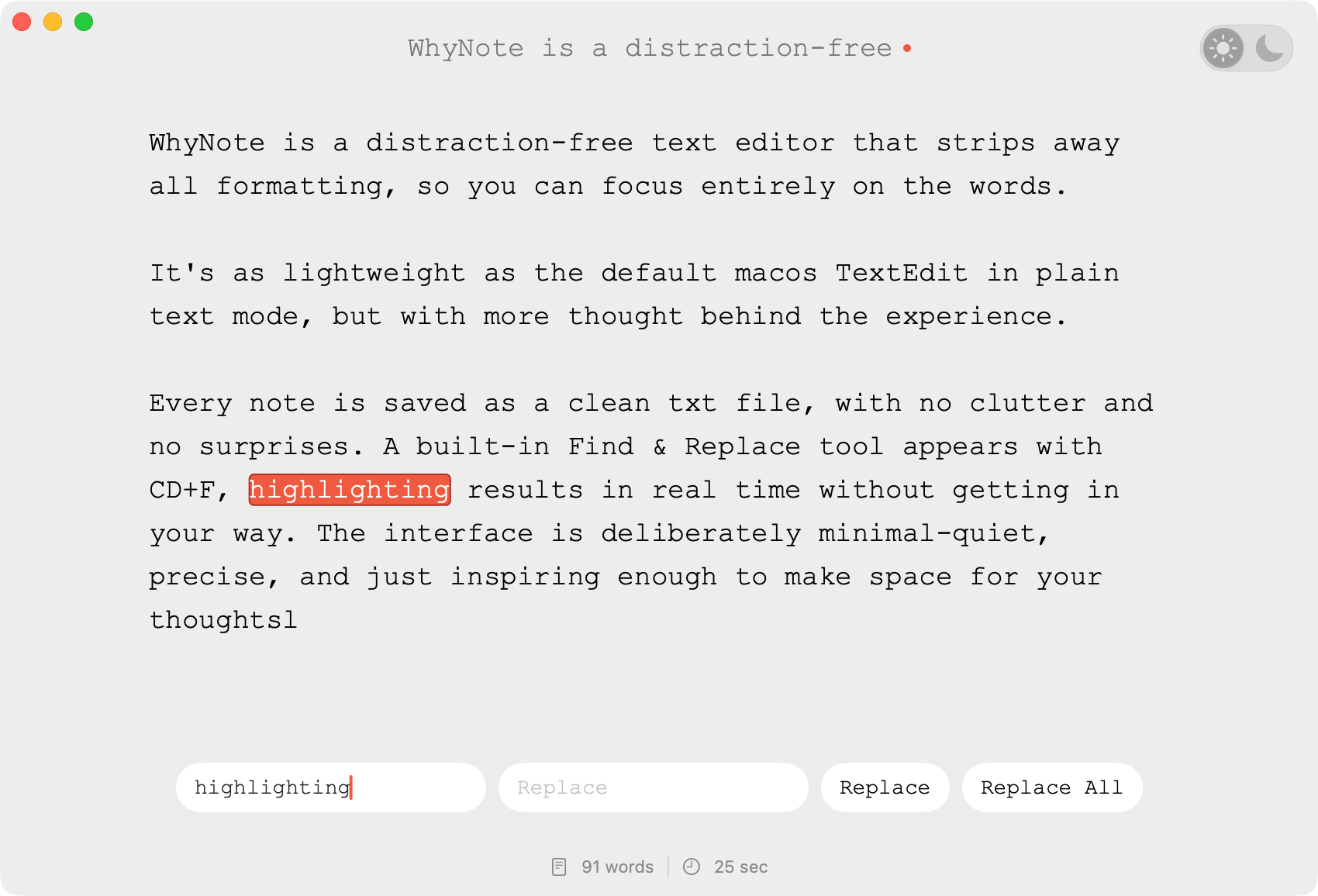 WhyNote in light mode
